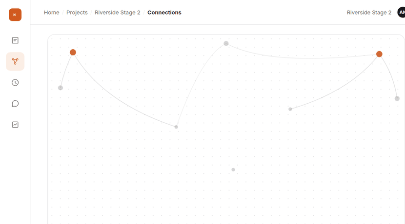 Prototype screen, recorded: a document graph traces the route from a delivery note to the two invoices that reference it
